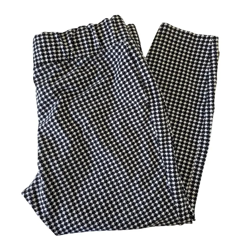 Old Navy Stevie Pull On Houndstooth Pants Womens 1X Plus Stretch Skinny Career - Picture 1 of 11